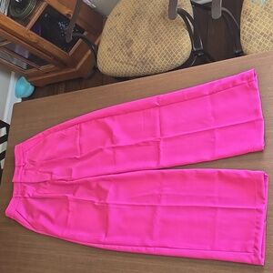 Cider Hot Pink High-Waist Wide Leg Trousers